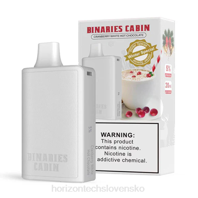 HorizonTech Binaries Cabin jednorazové 20 ml brusnicová biela horká čokoláda 6BZV80 Horizontech Disposable Vape